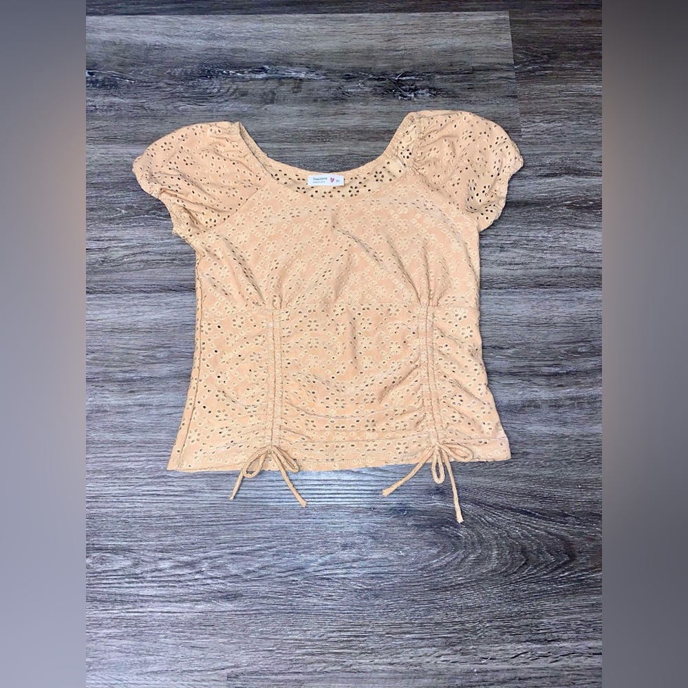 BEAUTEES Girl’s Eyelet Boho Short Sleeve Shirt size 16/XL